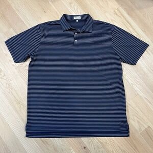 Peter Millar Shirt Summer Comfort Polo Blue Striped Men's Size 2XL Golf Preppy